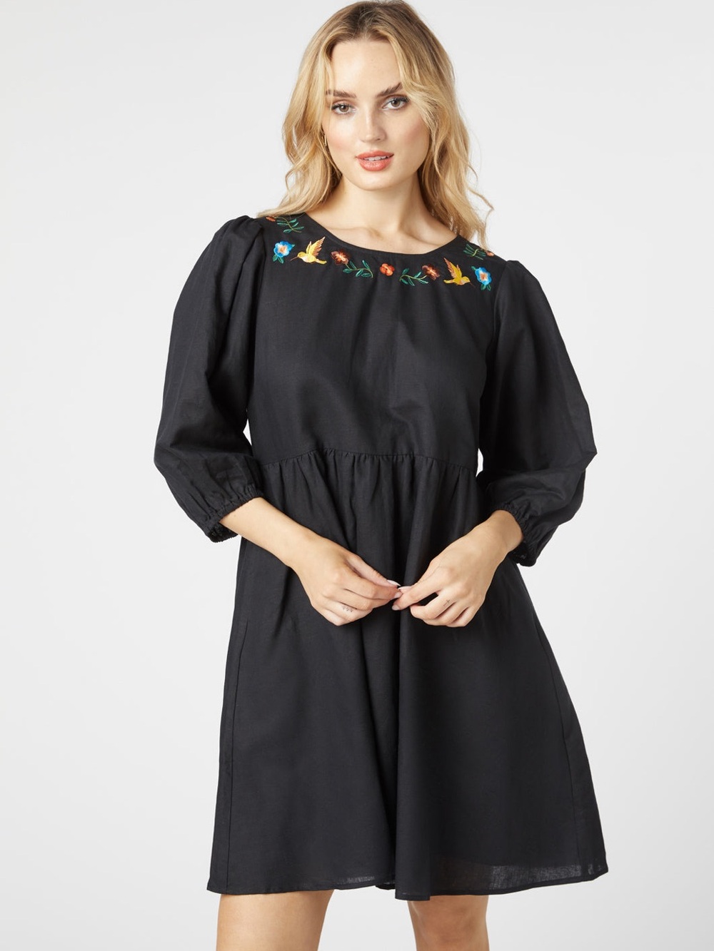 NWOT Princess Highway Women’s Linen Blend Sweet Nectar Mini Dress in Black 14